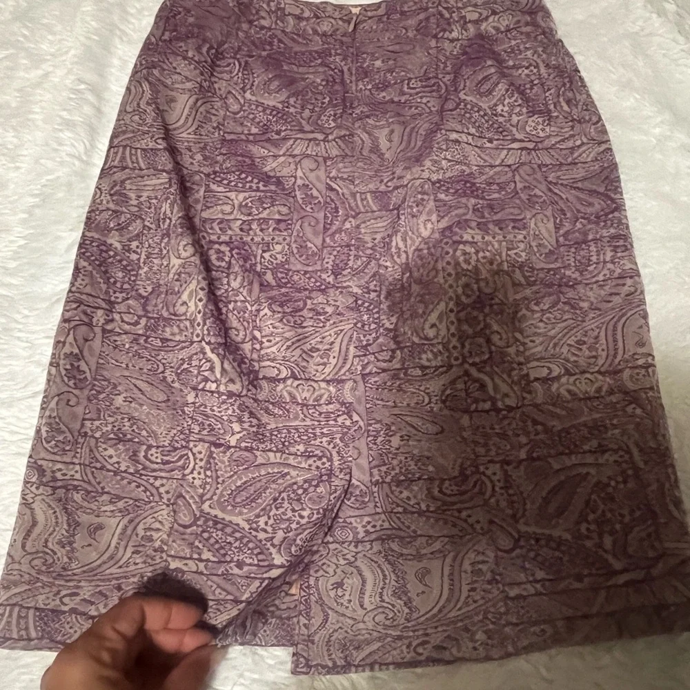 Oscar de la Renta vintage Mulberry Purple Paisley Print pencil skirt size 2